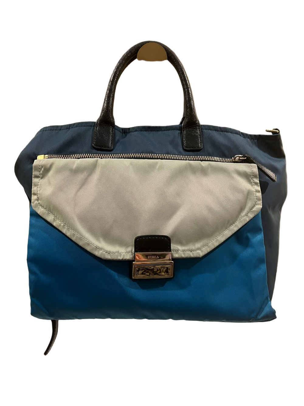 Furla Magia Handbag in Blue Nylon with removable front pocket